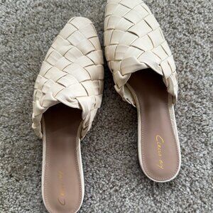 CIRCUS NY Sam Edelman Shoes Sandals Olena Eggshell Woven Sz. 8.5M NEW IN BOX